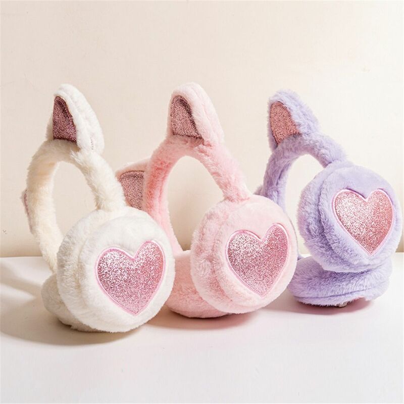 Winter Warm Animal Earmuffs Trendy Soft Furry Cat Ears Foldable Ear Muffs Ear Warmers for Women