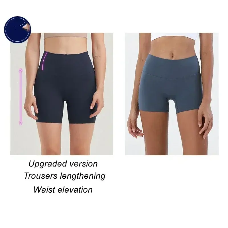 Lemon celana pendek Yoga wanita, celana pendek olahraga lari Fitness pinggang belakang tinggi elastis santai