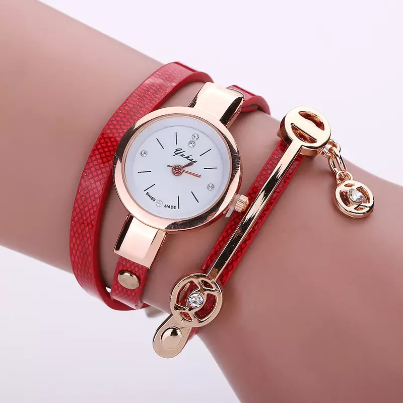 Женские кварцевые наручные часы с кожаным ремешком, золотистые наручные часы в подарок, 2023