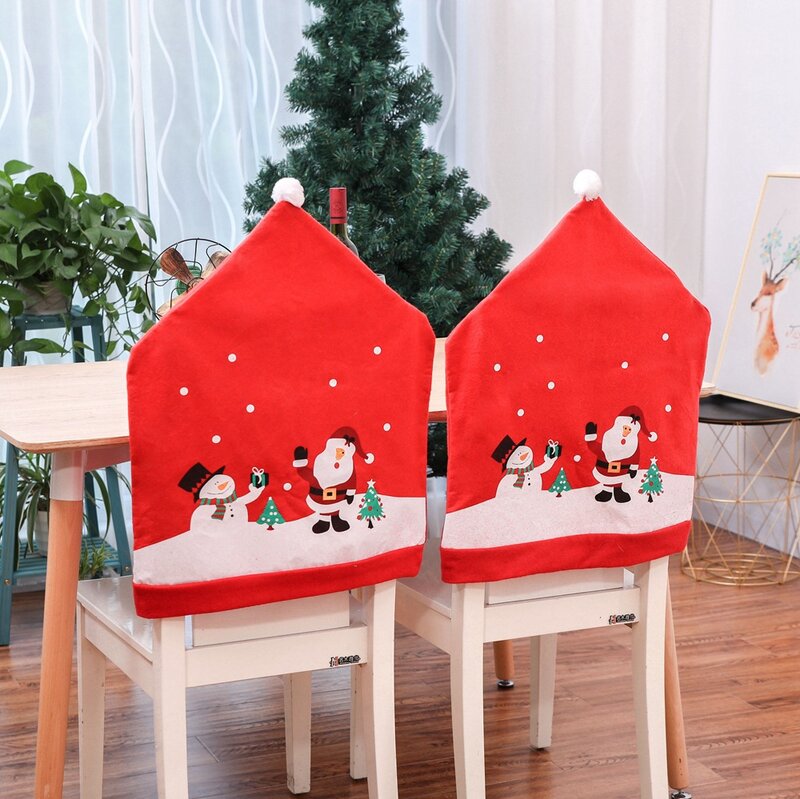 Новинка, Рождественское украшение для стола, Набор стульев из нетканого материала, мультяшный снеговик, стул, большая шляпа