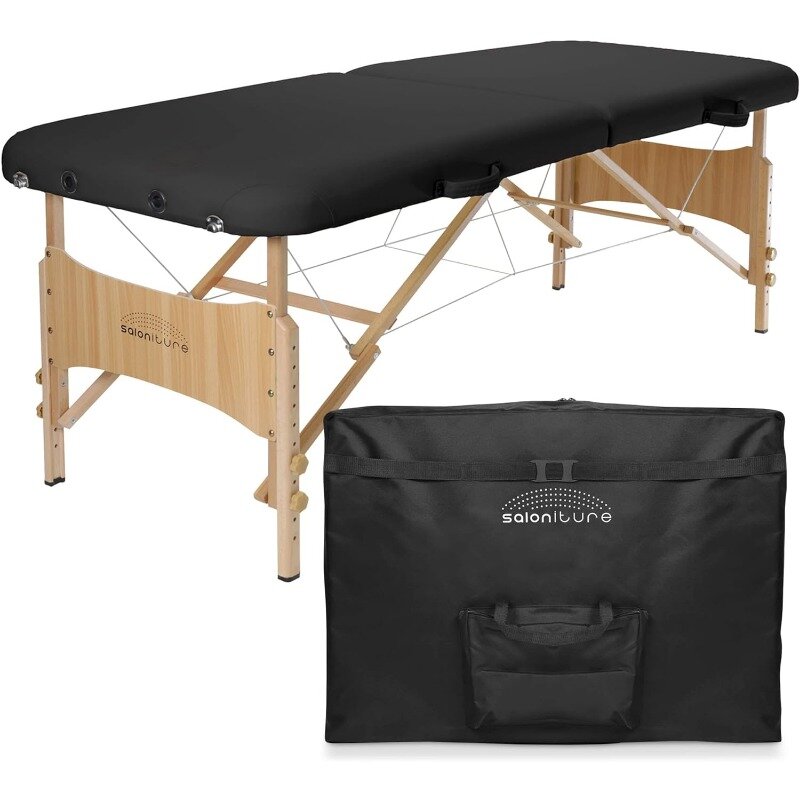 Saloniture-Mesa de masaje plegable portátil básica, crema