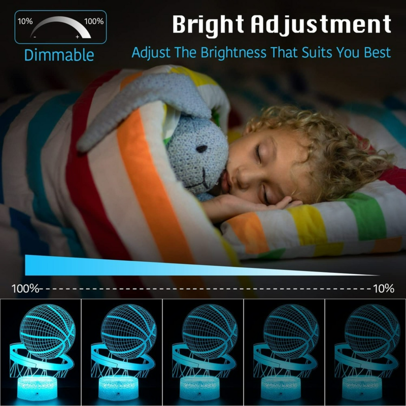 3D錯覚常夜灯,リモコン付き16色調光可能,スマートタッチ,最高のクリスマスと誕生日プレゼント