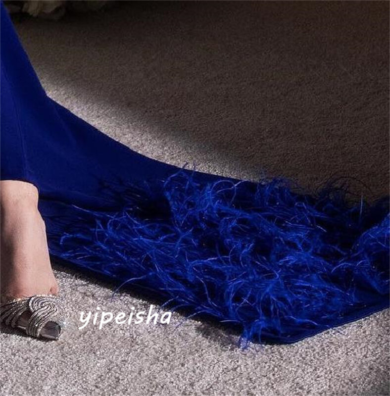 Evening Prom Dress Saudi Arabia Jersey Feather Draped Pleat Prom A-line Square Collar Bespoke Occasion Gown Midi Dresses