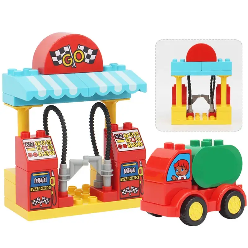 Big Building Blocks Filling Station Suit Accessories Large Compatible Bricks Kids DIY Loose Creativity Assembly Toys Party Gifts