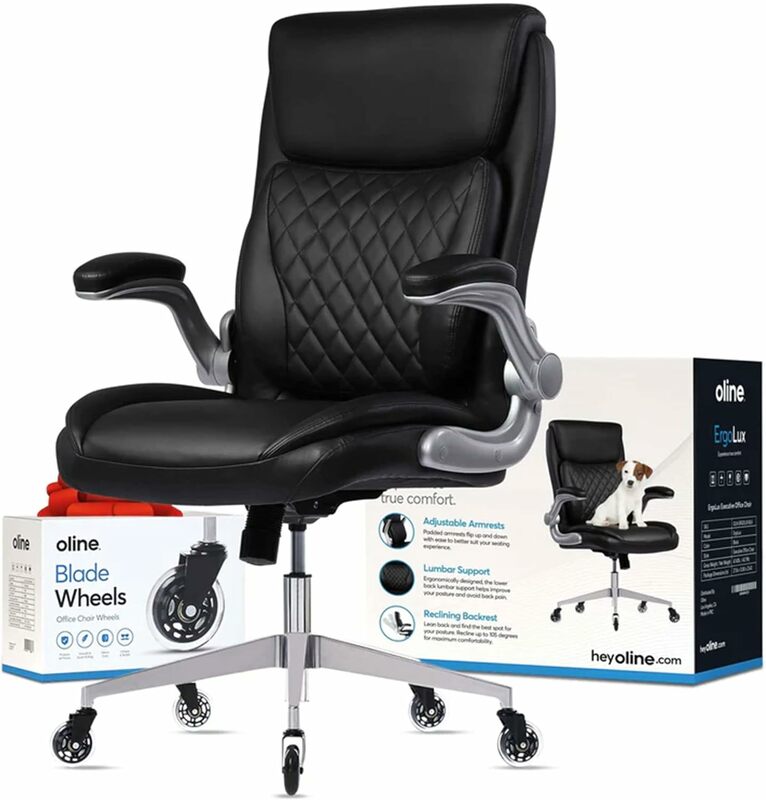 Oline ErgoAce sedia da ufficio direzionale ergonomica, sedia da Computer da gioco in pelle PU da scrivania con braccioli regolabili,