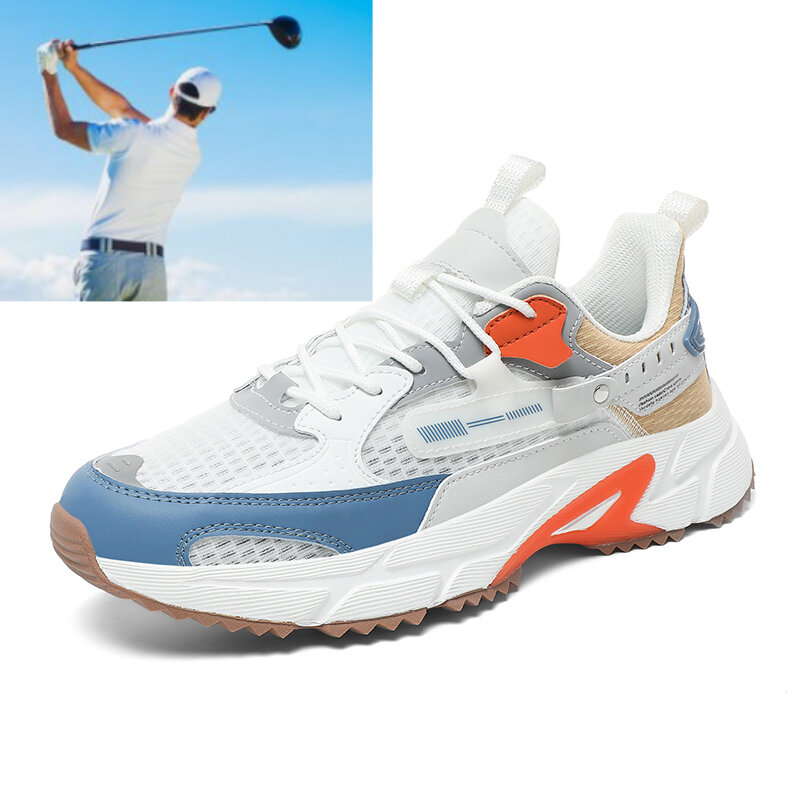 Summer Men's Golf Shoes Mesh Breathable and Comfortable Slow Running Shoes Outdoor Grass Walking Golf Shoes Men's