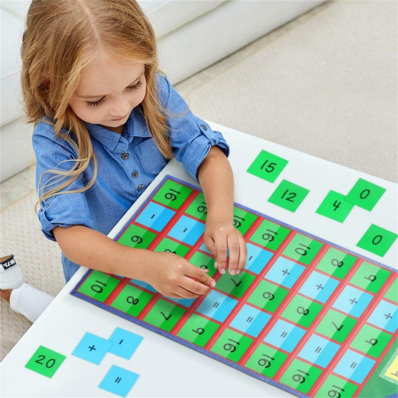 Poster matematika pendidikan anak-anak grafik tambahan pengurangan kartu tas gantung kelas mengajarkan alat peraga alat belajar aritmatika