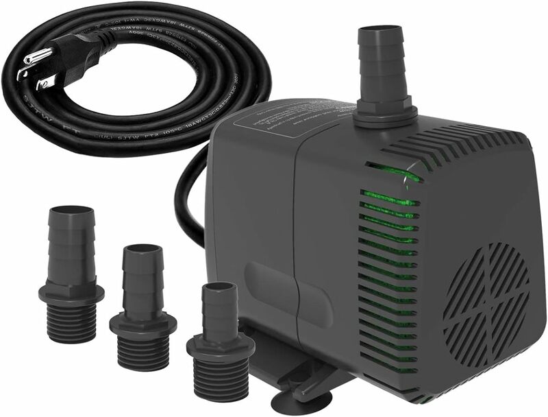 Submersible Pump 880GPH Ultra Quiet with Dry Burning Protection 10.2ft High Lift for Fountains, Hydroponics, Ponds, Aquariums