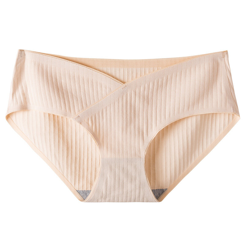 Stripe Jacquard Cotton Low Waist Belly Maternity Panties Plus Size Seamless Underwear for Pregnant Women Ladies Pregnancy Briefs