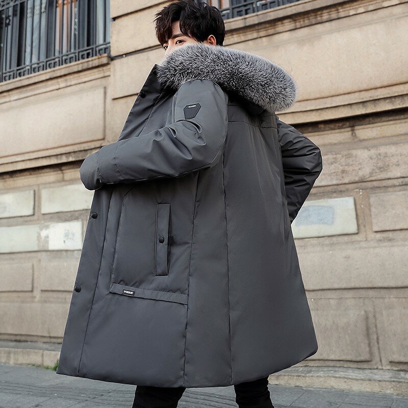 Chaqueta larga con capucha para hombre, abrigo grueso de alta calidad con capacidad de relleno de 90% plumón, 600 + fluffiness, novedad de 2023