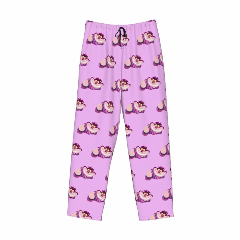 Calças de pijama de lã personalizadas masculinas, pijamas, fundo do sono lounge, elástico com bolsos, gato