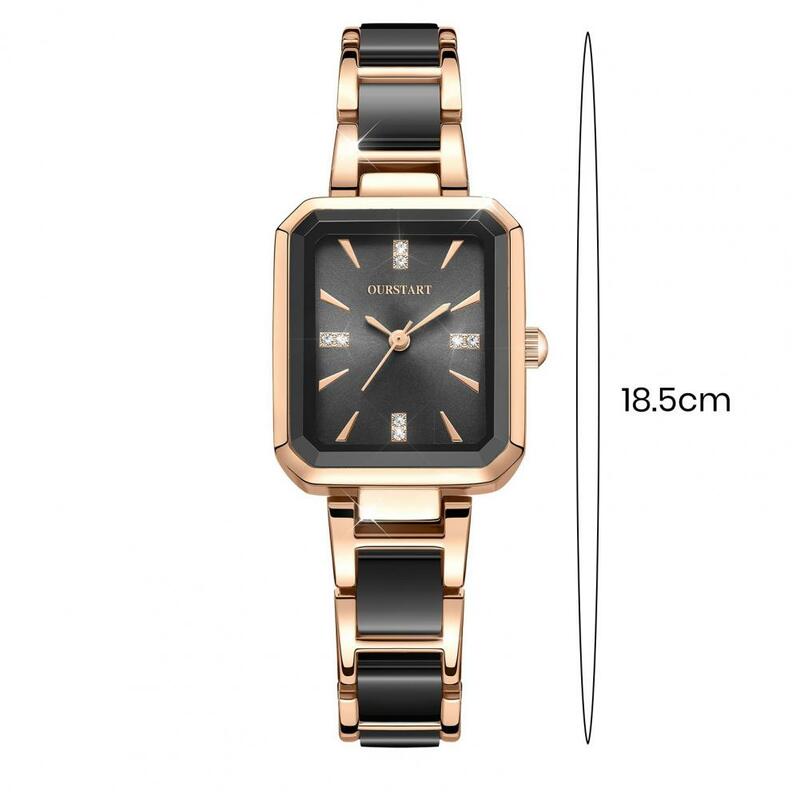 Dames Quartz Horloge Elegant Dames Quartz Horloge Met Strass Decor Lichtmetalen Band Voor Zakelijk Woon-Werkverkeer Waterdicht Hoge Nauwkeurigheid