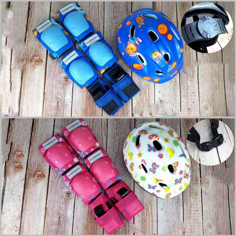 7 pezzi casco di sicurezza ginocchiere gomitiere cuscinetti da polso per bambini pattini a rotelle adatti skateboard biciclette scooter protezione di sicurezza