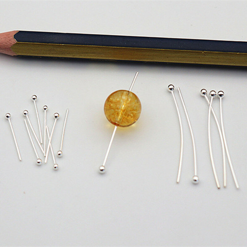 1Pcs Solid 925 Sterling Silver Head pins with Ball Neddles DIY Componenets for Jewelry Accessories Making Earring Dangle