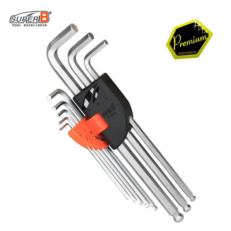 Super B Bicycle Repair Tool Hex Key Wrench Set 2/2.5/3/4/5/6/8/10 mm High Torque & Hardness Ball-end Wrench Bike Hex Key Tool