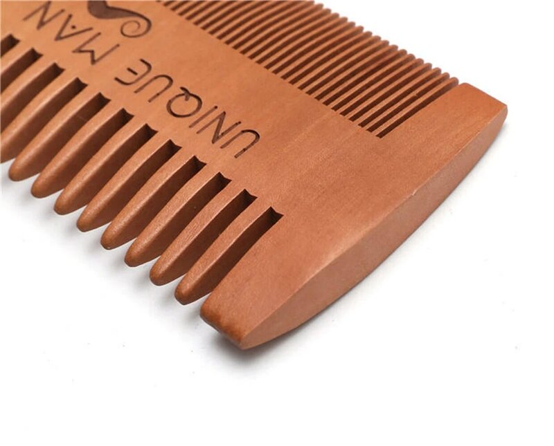 Men's Wooden Beard Comb with Leather Case Mustache Hair Comb For Men Fine Coarse Teeth Perfect Beard Balms Essential Oils Comb