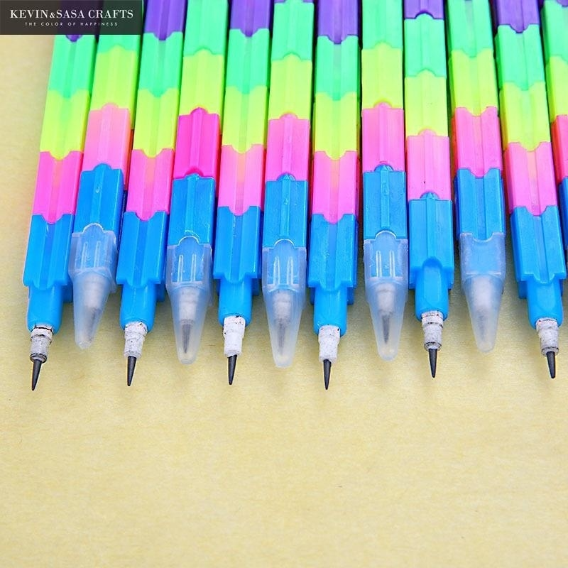 5 sztuk/partia kreatywny Rainbow Stacker Swap ołówki Building Block non-ostrzenie ołówek pisanie ołówek dla dzieci śliczne ołówki