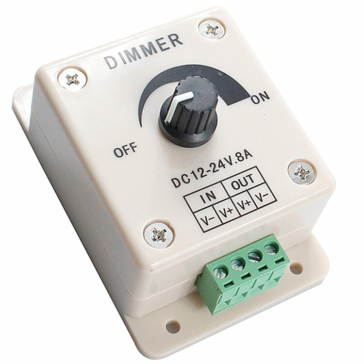 White LED Dimmer DC 12V 24V 8A Adjustable Brightness Controller Switch Lamp Bulb Strip Driver Single Color Light Power Supply