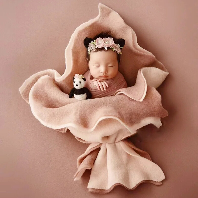 Rekwizyty fotograficzne dla noworodka wełniane okłady koc pozujący na prezenty w kształcie fotoshouting akcesoria dziecięce Studio do robienia zdjęć rekwizyty