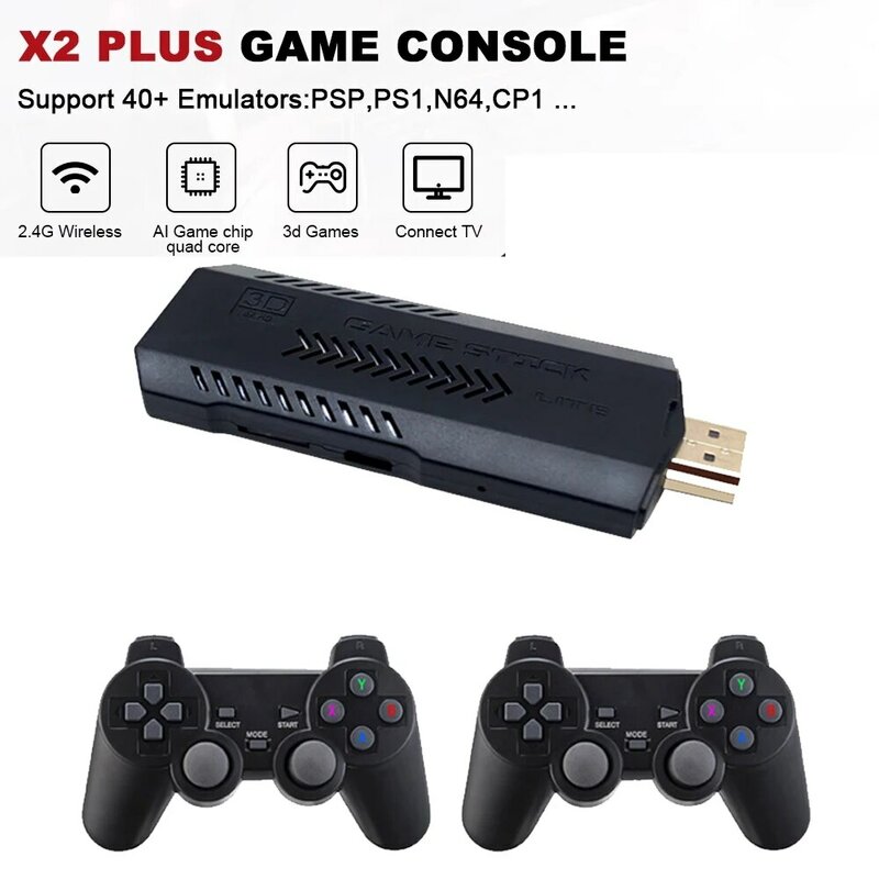 X2 Plus 256G 50000 gioco GD10 Pro 4K Game Stick 3D HD Retro Console per videogiochi Controller Wireless TV 50 emulatore per PS1/N64/DC