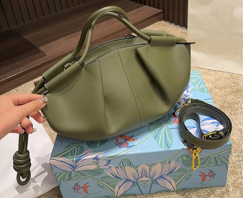 Luxury Brand Single Shoulder Bag Tote Cowhide Drawstring Large Capacity Handbags for Women Crossbody High-quality Messenger