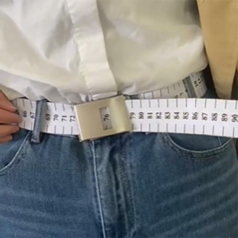 Cinto de lona ajustável com escala de derramamento, corte na lona do tamanho, medida unisex cintura, flip top