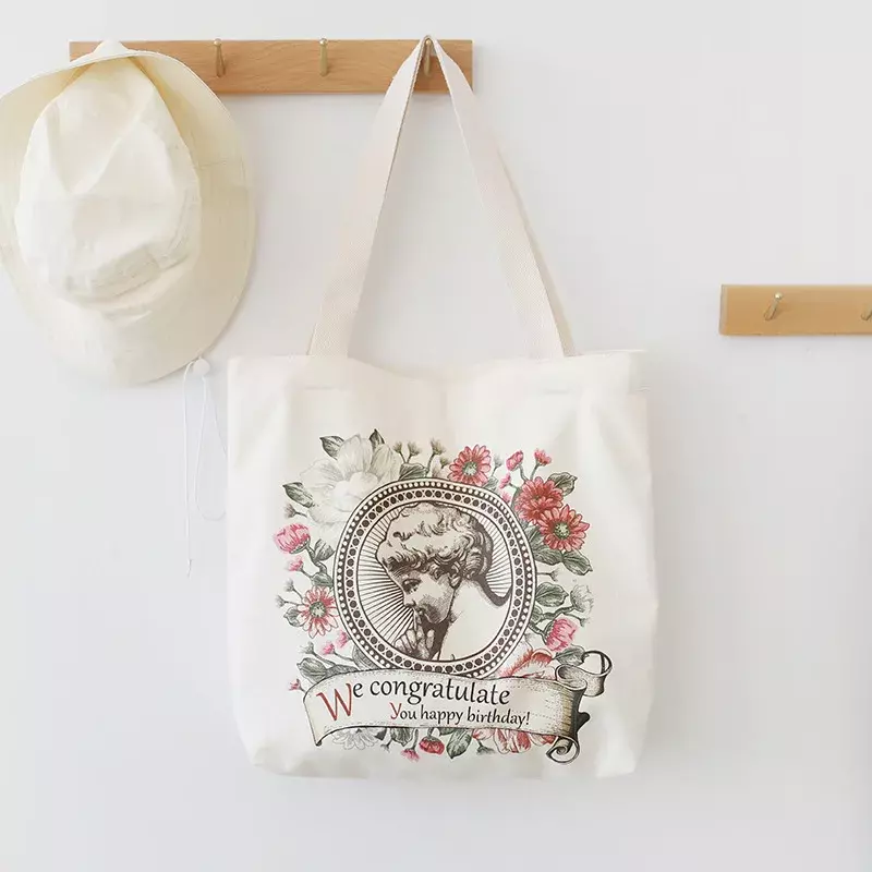 Retro Literary Canvas Women's Shoulder Shopper Bag Fashion Large Cotton Eco Shopping Ladies Handbags Tote Bags for Women 2022