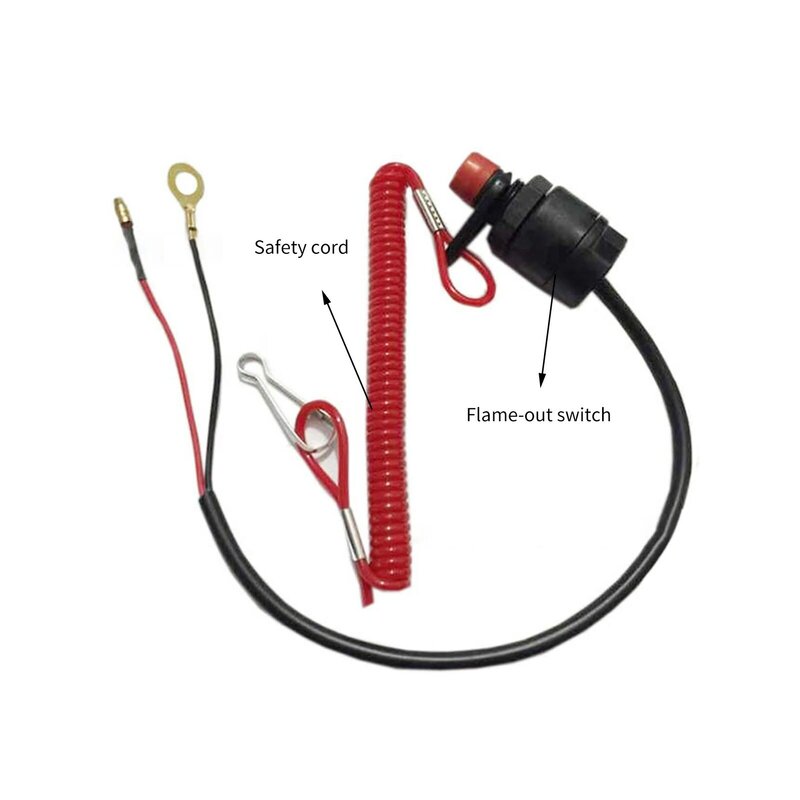 Kabel Konektor Pengaman Tombol Berhenti Darurat Tali Motor Sakelar Luar Ideal untuk Motor Luar Mesin Pemotong Rumput Sepeda Motor