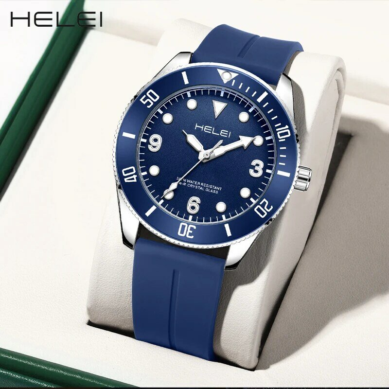HELEI new sports street helmsman series multi-function quartz movement 2024 men's quartz watches men's waterproof watches