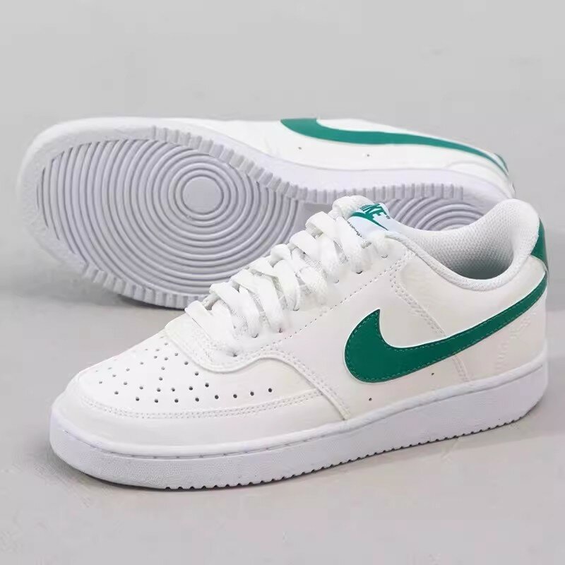 Nike-Baskets de sport basses pour femmes, petites chaussures blanches et vertes, Casual Court Vision