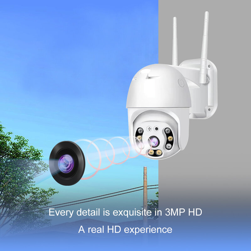 Kamera pintar WIFI luar ruangan, kamera CCTV 1080P 4K 3MP HD pelacakan otomatis penglihatan malam Monitor inframerah rumah tahan air