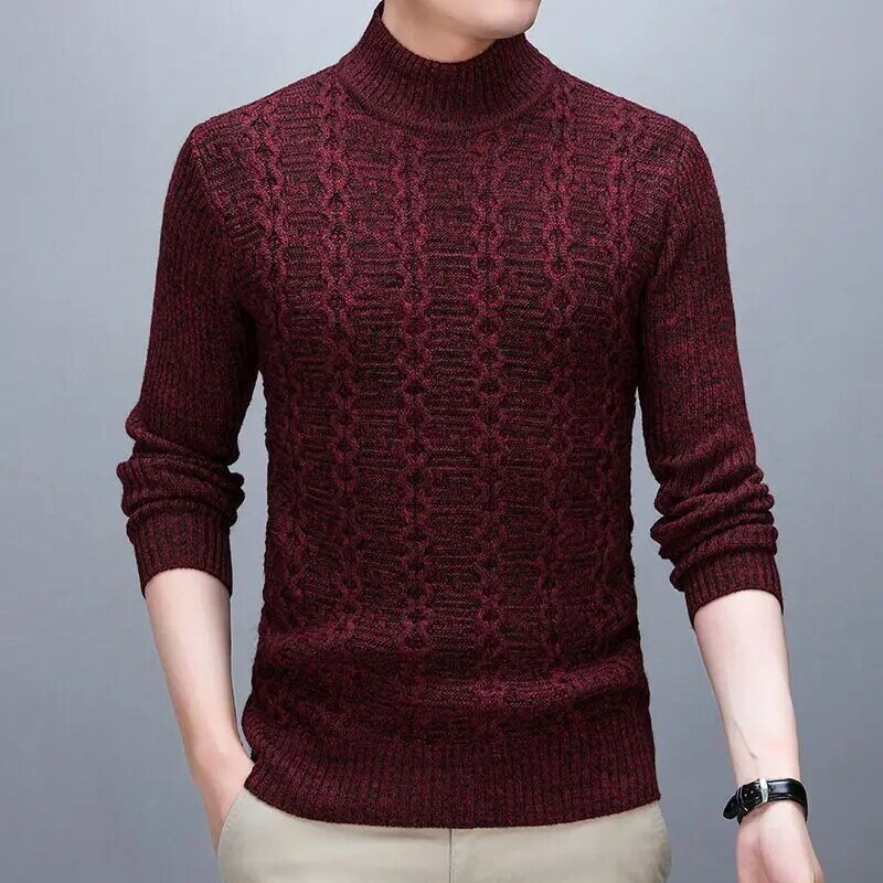 Осенне-зимние мужские плотные свитера с ложным воротником, новая корейская мода, повседневная мужская одежда с длинным рукавом, тонкие трикотажные пуловеры