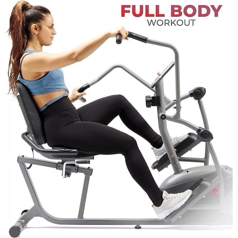 Sunny Health & Fitness bici reclinabile dalle prestazioni compatte con doppio movimento esercitatori del braccio, sedile a regolazione rapida e opzionale