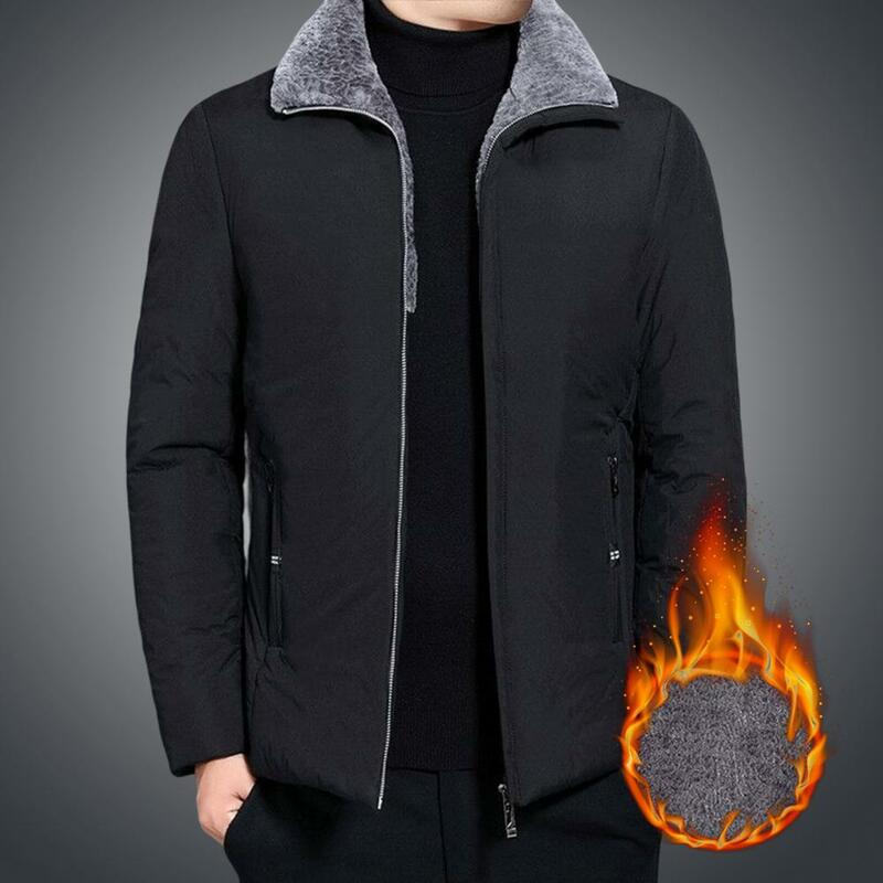 Male Jacket Super Soft Male Coat Temperament Coldproof  Popular Turndown Collar Zipper Coat