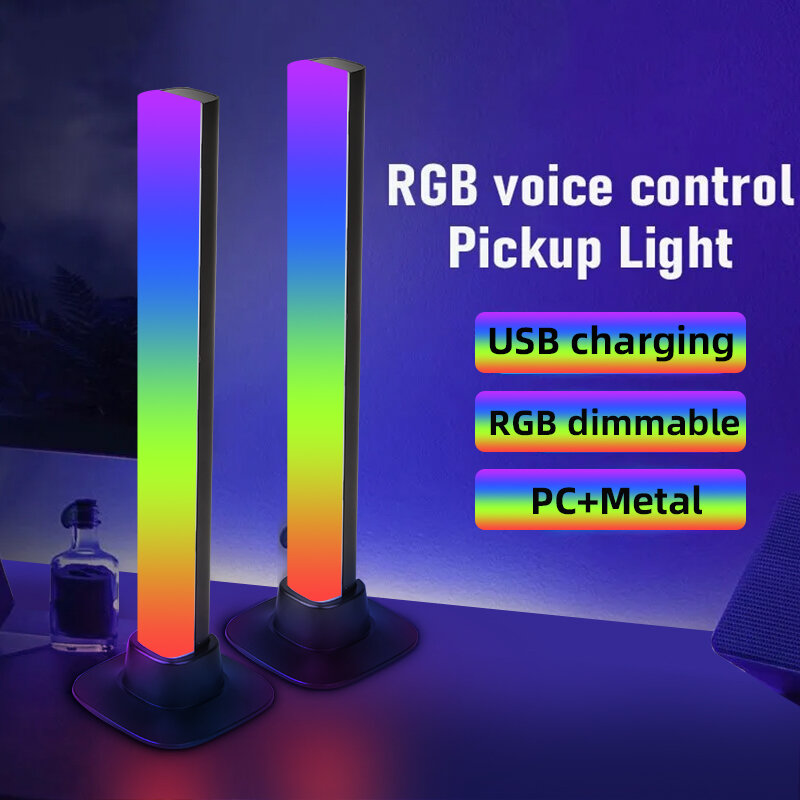 RGB 사운드 픽업 라이트, 게임 룸 분위기 조명, 야간 조명, 컴퓨터 데스크탑, 다채로운 음성 제어, 음악 리듬 조명