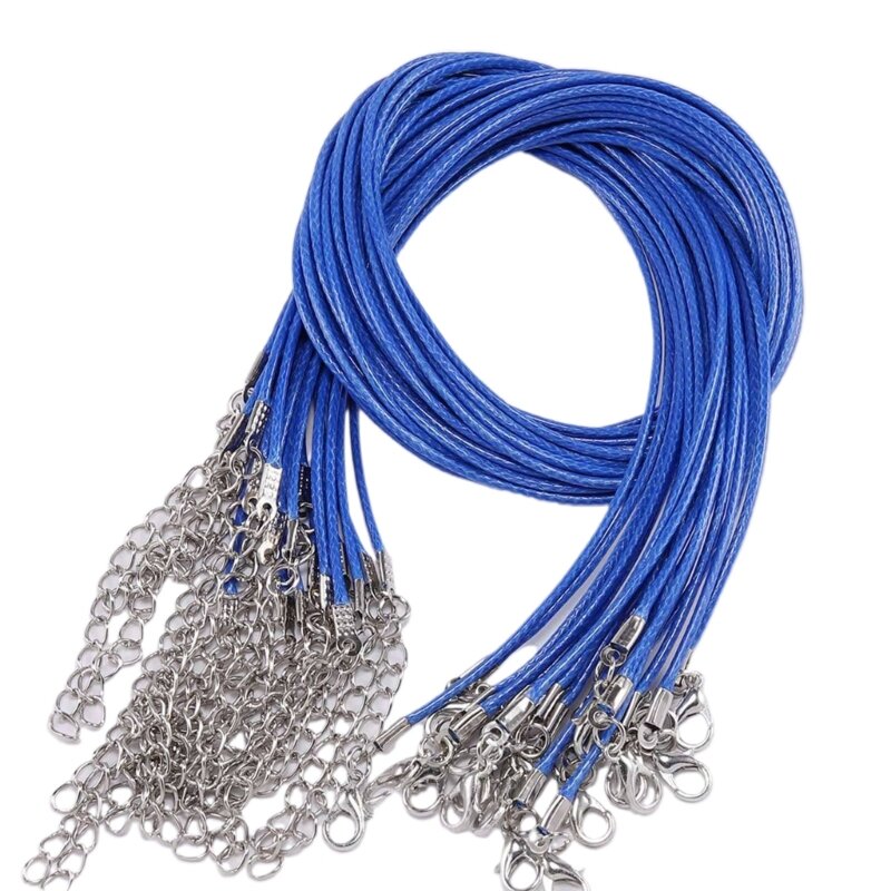 1PCS 45cm Braided Adjustable Leather Rope Wax Cord DIY Handmade Necklace Pendant Lobster Clasp String Cord Jewelry Chains