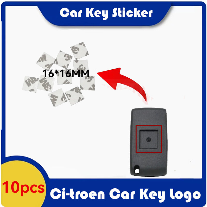 10pcs/Lot 16x16mm Square Oval Sticker Remote Car Key Emblem Logo Replacement for Peugeot for Citroen Remote Key