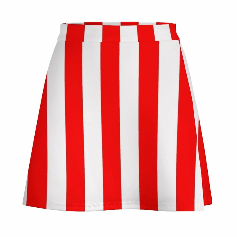 Женская мини-юбка в полоску, красно-белая короткая мини-юбка в полоску