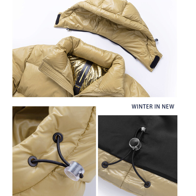 Повседневная Свободная зимняя куртка, короткая Глянцевая утепленная куртка на белом утином пуху для мужчин и женщин
