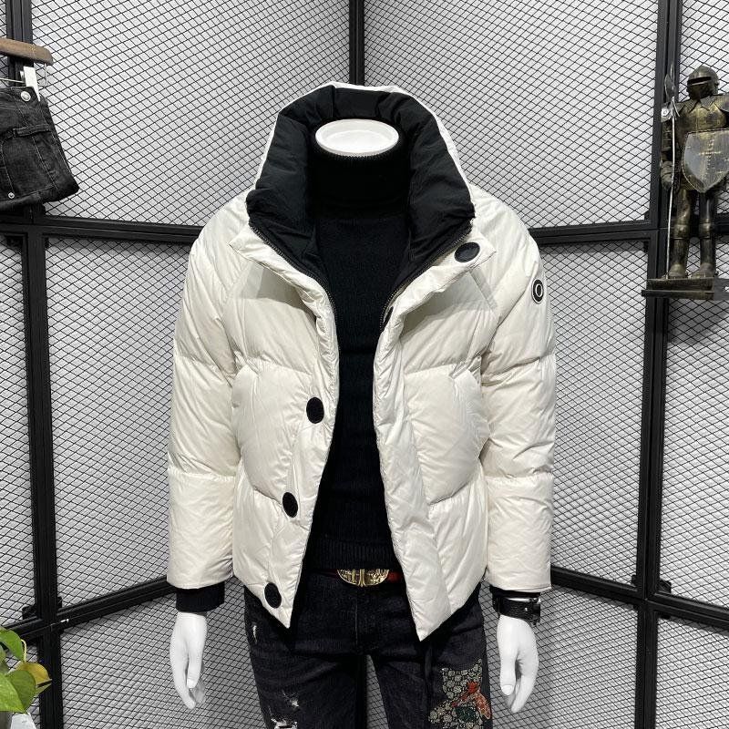 Новинка 2023, мужская куртка на белом утином пуху, зимнее пальто, свободные короткие парки, теплая чистая верхняя одежда, свободное модное пальто для отдыха