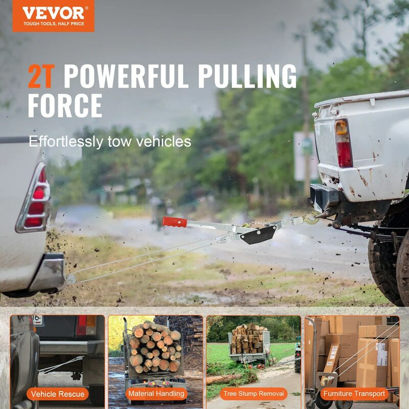 VEVOR подключается к лебедке грузоподъемностью 2/4/5 тонн, Тяговая мощность, сверхмощный автомобильный подъемник с храповым механизмом, съемник кабеля питания для транспортного средства