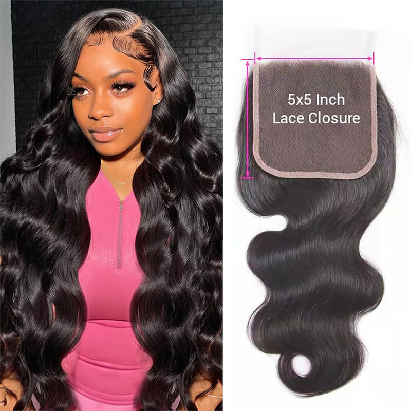 5x5 Lace Closure With Baby Hair Human Hair HD Lace Frontal Closure Remy Brazilian Body Wave Hair Ear to Ear 13x4 Transparent