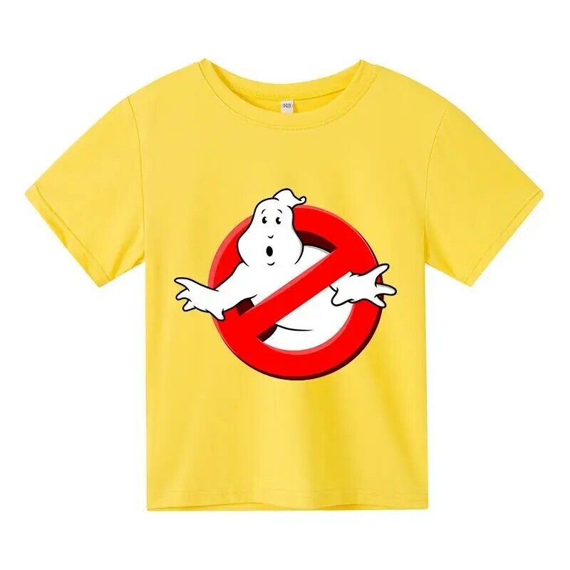 Camiseta de manga curta de caça-fantasmas infantil, algodão, engraçado, meninos, meninas, 4-14T, verão