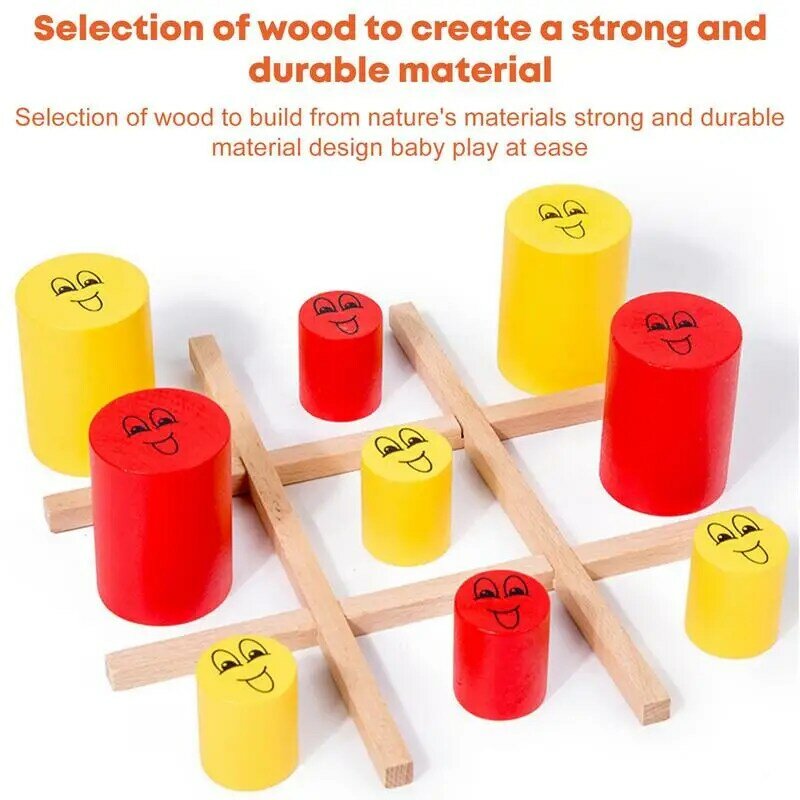 Wooden XO Game Wooden Board Game Tabletop XO Game Set Multifunctional Educational Tabletop Toys For Easter Gifts Birthday Gifts
