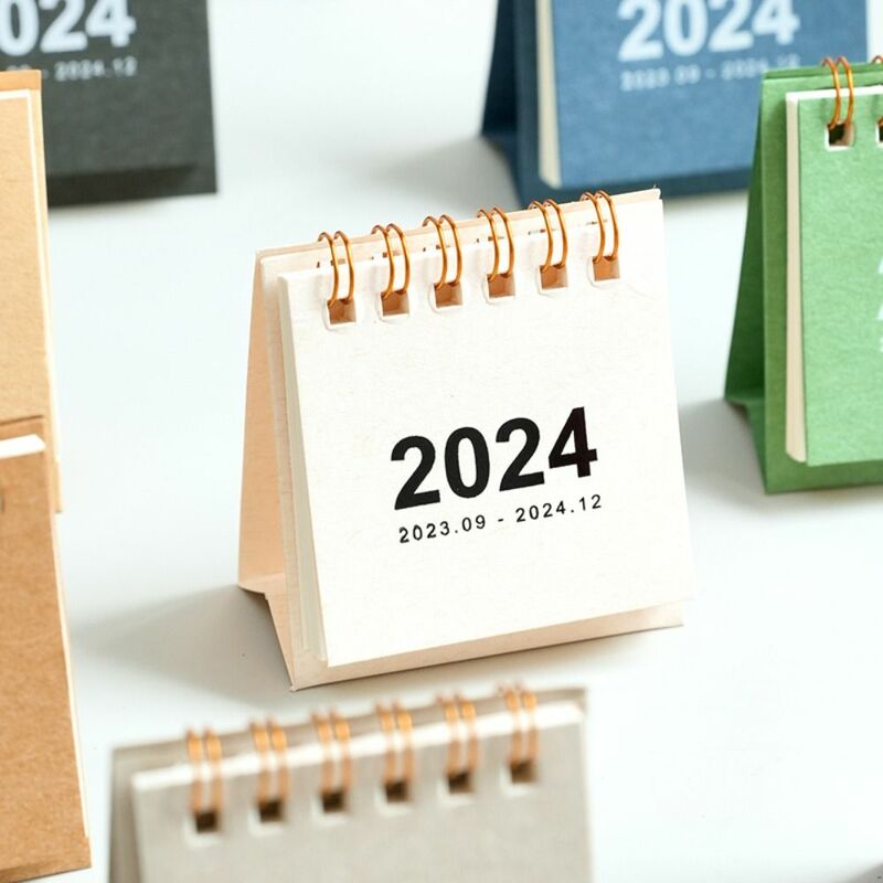 Mini Standing Flip Calendar, Agenda Organizer, Programação diária, Yearly Desk Planner, 2024