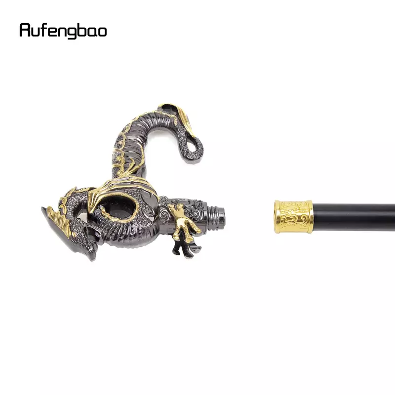 Gold Black Luxury Dragon Walking Cane Fashion Decorative Walking Stick Gentleman Elegant Cosplay Cane Knob Crosier 93cm