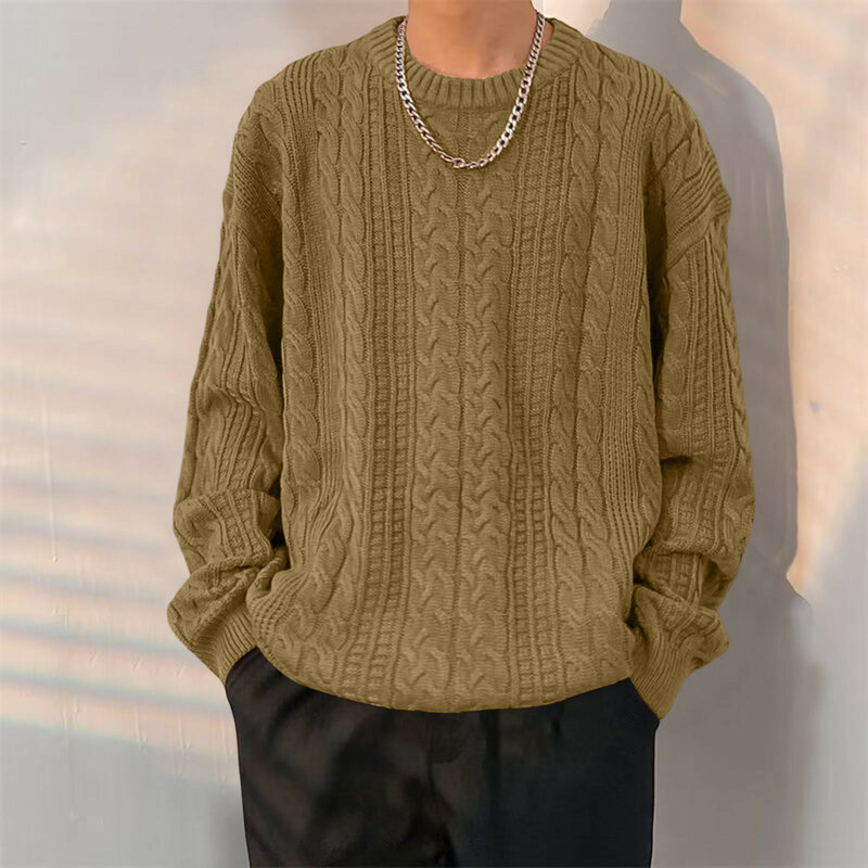 Suéter de manga comprida de lã quente masculino, suéteres de malha, malhas, tops de alta qualidade, outono, roupas de inverno, jumper masculino, moda