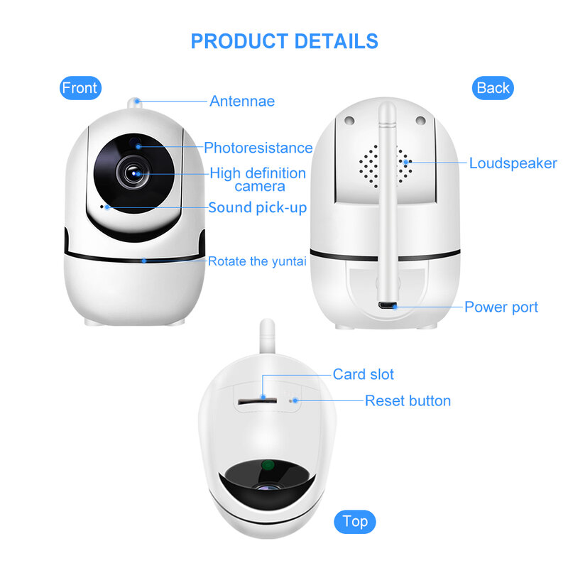 Câmera de segurança interna V380 Pro MINI WiFi, proteção CCTV sem fio, duas maneiras de áudio, casa inteligente, 3MP