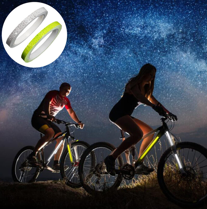 Cinta adhesiva reflectante para bicicleta, cinta de advertencia para ciclismo, decoración de rueda de bicicleta de seguridad
