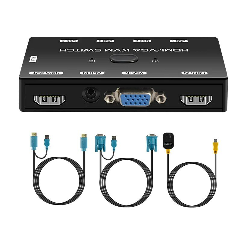 KVM-переключатель, комбинация HDMI VGA, Sharer, видеорегистратор для ноутбука, совместный набор принтеров для клавиатуры, мыши, монитора, 2 в 1 выход